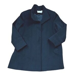Fleurette Loro Piana Wool Coat Black Car‎ Coat Made in USA Women's size 14
